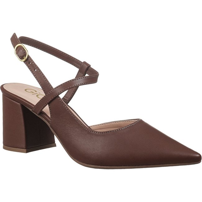 Scarpin Feminino GiGiL Slingback Bico Fino Salto Médio Elegante Terra