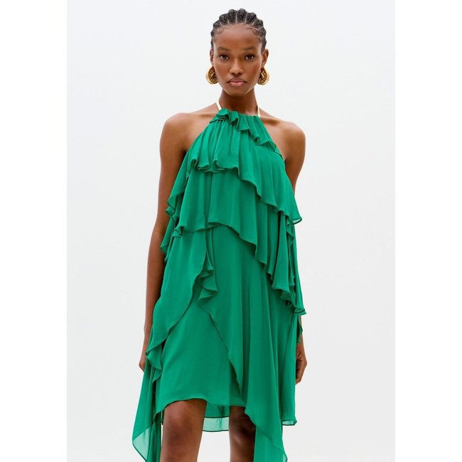 Vestido Curto Frente Única Com Camadas Lança Perfume