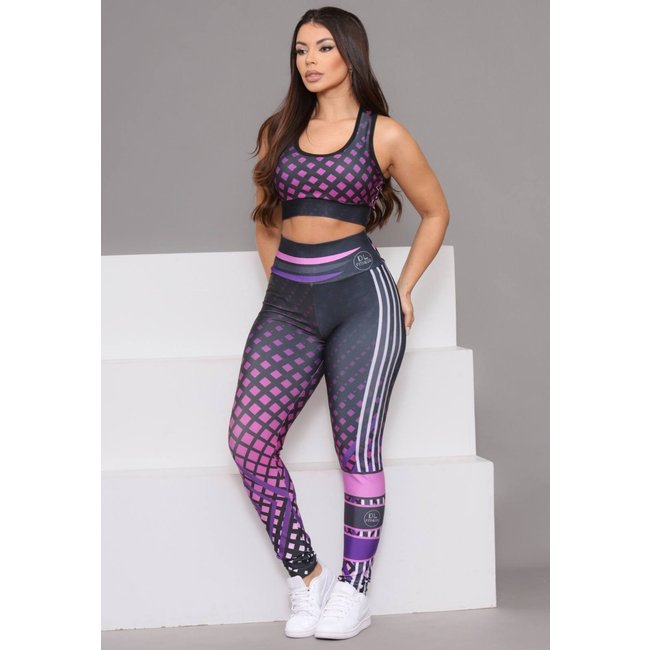 Conjunto Feminino de Academia Top e Calça Fitness Cintura Alta Linha Premium