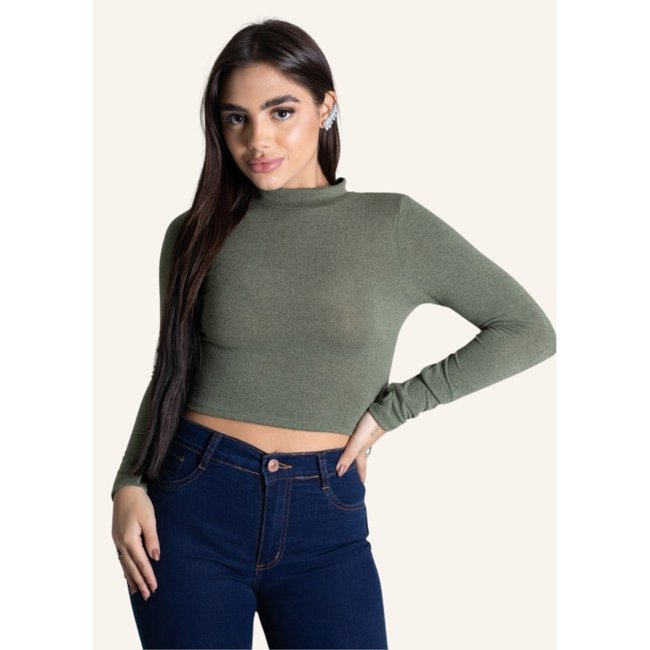 Cropped Manga Longa Sawary Fashion Ribana VERDE