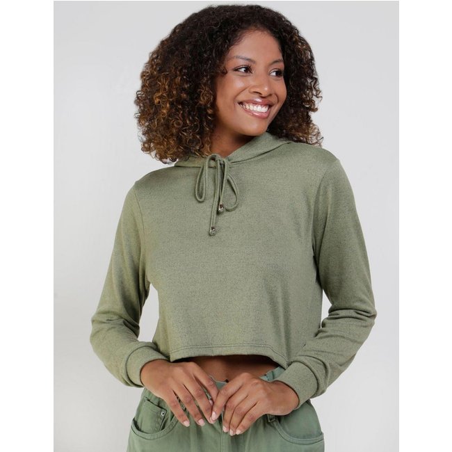 Blusa Cropped com Capuz Autentique Feminina Verde