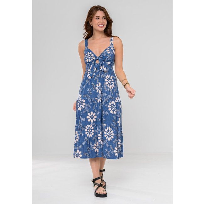 Vestido Aura Ikat Floral Azul