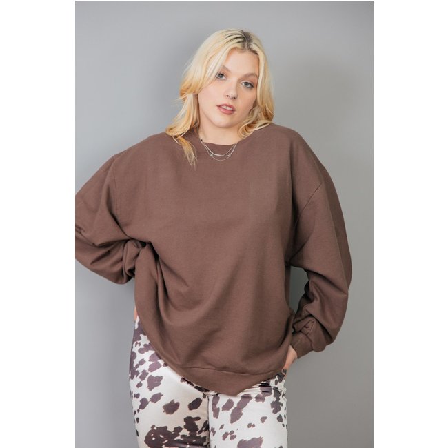 Moletom Oversized Marrom Básico marinaegabriella