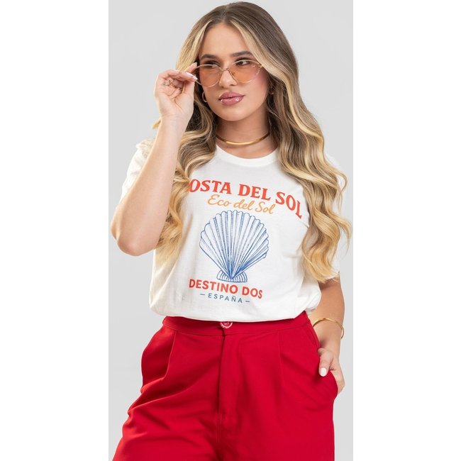 Camiseta Feminina Cianitas Off Estampa Costa Del Sol