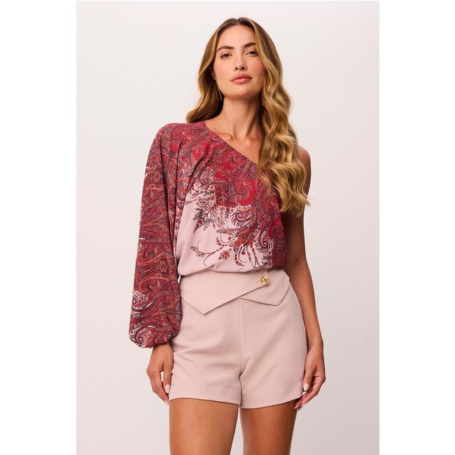 Blusa Ombro Único Estampada Paisley 01 Charry