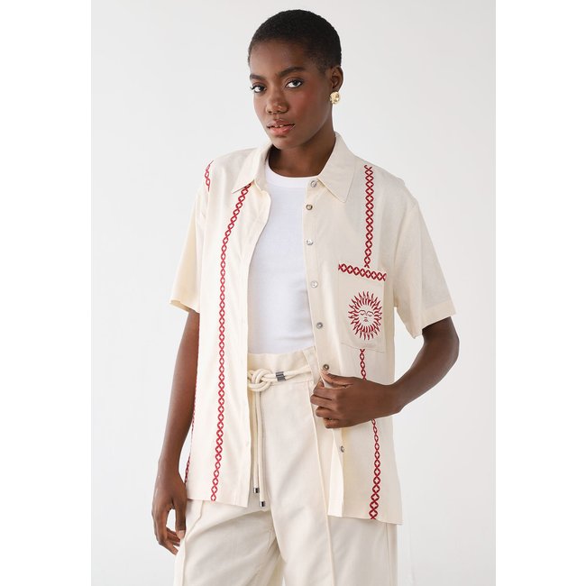 Camisa Feminina Hering Bordada Off-White