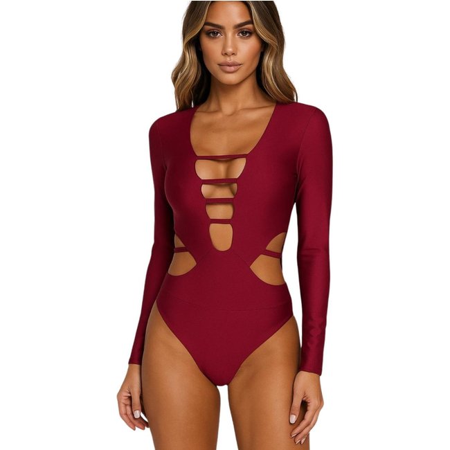 Body Summer body Maryland Manga Longa Recortes Sexy Moda Festa