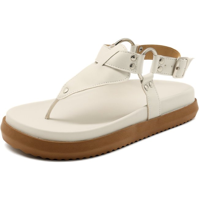 Chinelo Feminino Sandália Flatform Sola Biker Fashion Off White 005