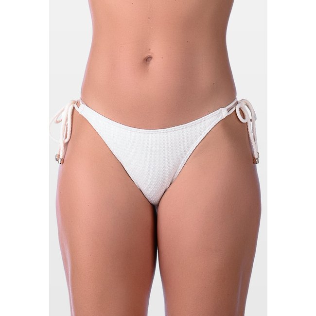 Calcinha Summer Soul Ripple Com Amarração Texturizada Off White