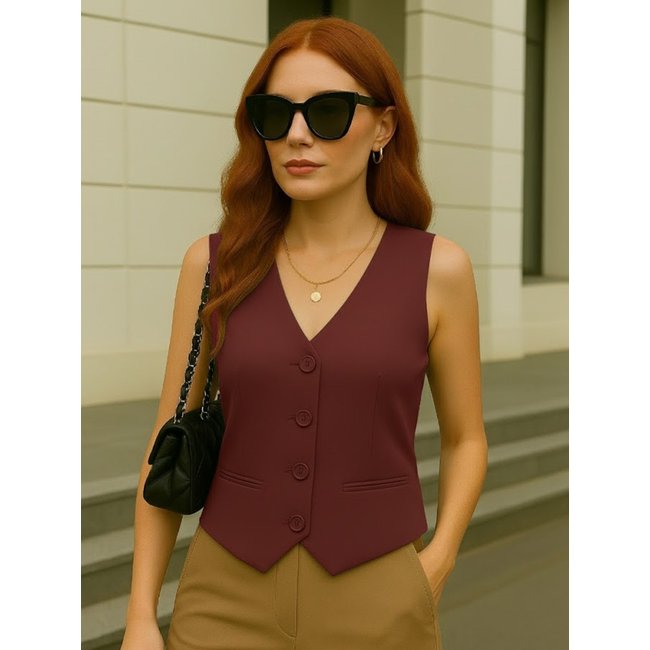 Colete Feminino CKF Wear Alfaiataria Marsala