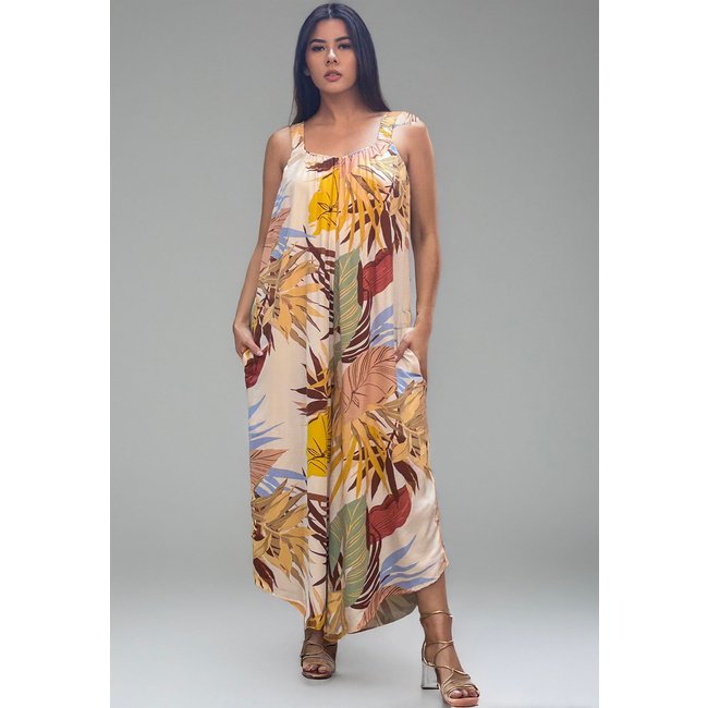 Macacão Amazonia Vital Saruel Viscose Alça com Elástico Estampa Aurora Suave