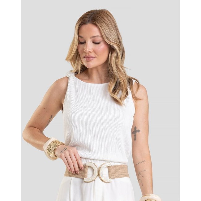 Regata Feminina Texturizada Elegante Dianna Bege