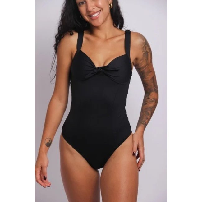 2621 - Maiô Com Bojo e Aro Preto - Duna Casual