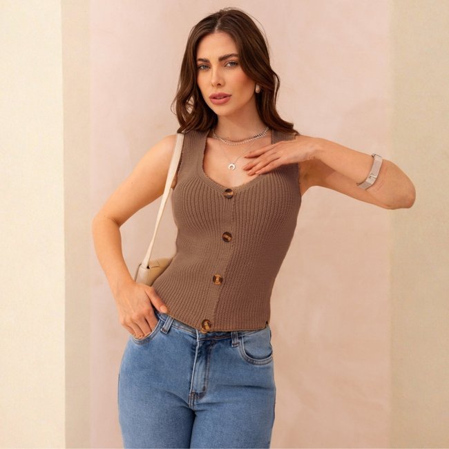 Blusa De Tricot Com Botões Feminino Revanche Empórias