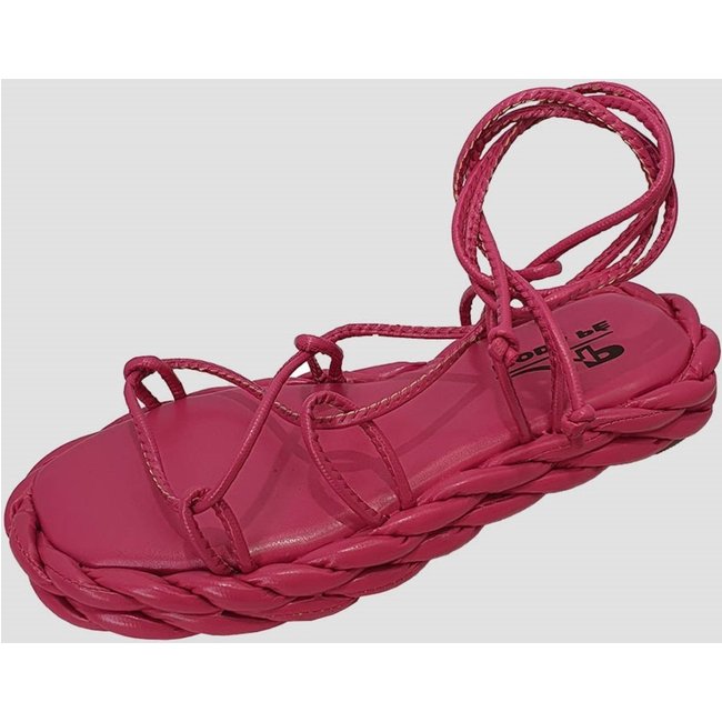Sandália Flatform Plataforma Moda Pé Amarração Trança