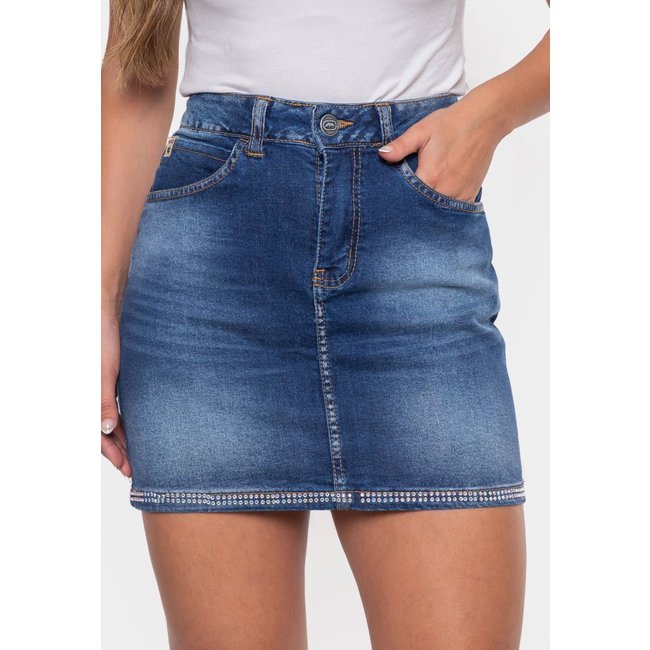 Saia Ecko Mini Feminina Jeans Azul