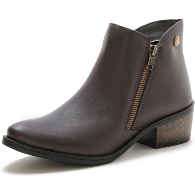 Bota Feminina Bredeni Cano Baixo Com Zíper Café