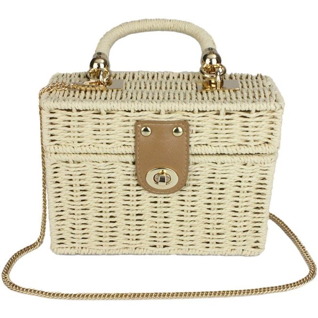 Bolsa Crisfael Palha Quadrada Off white