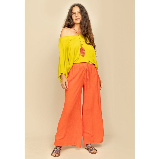 Calça Pantalona Inhambuxintã Algodão Amazonia Vital Laranja