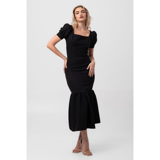 Vestido midi sereia preto labrava