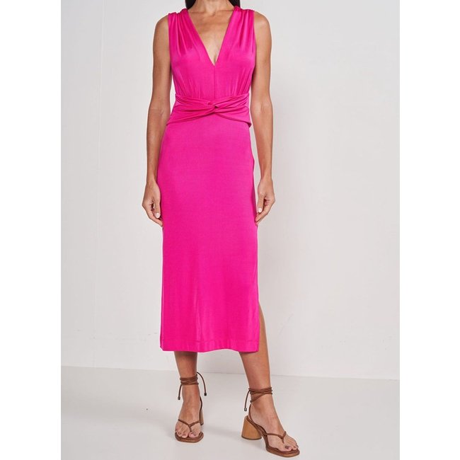 Vestido Midi Com Franzido Colcci Rosa