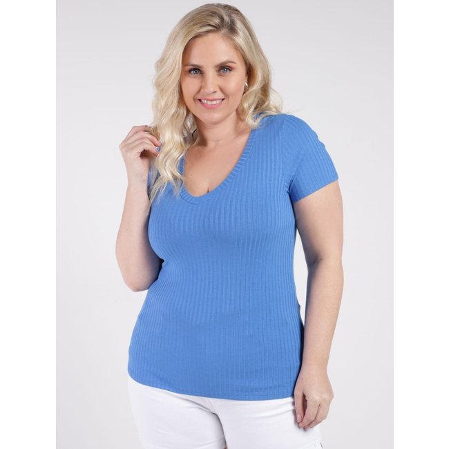 Blusa Manga Curta Autentique Plus Size Feminina Azul