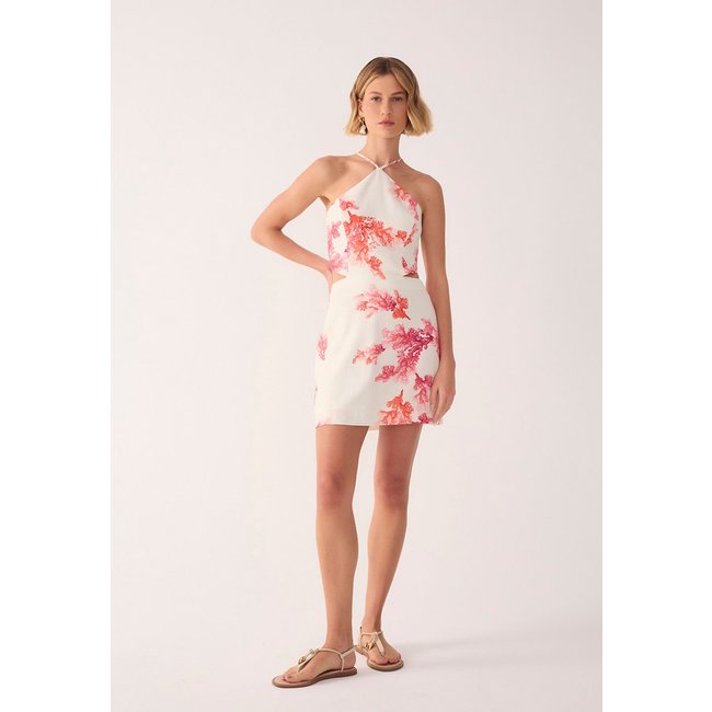Vestido Feminino Dress To Estampa Coral Curto Off-White