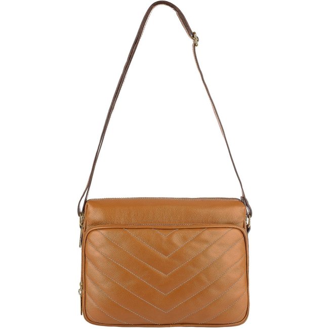 Bolsa de couro liso tiracolo Anita - Caramelo