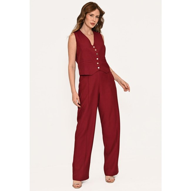 Conjunto Bisô Colete e Calça Marrant Liso Vinho - Vinho