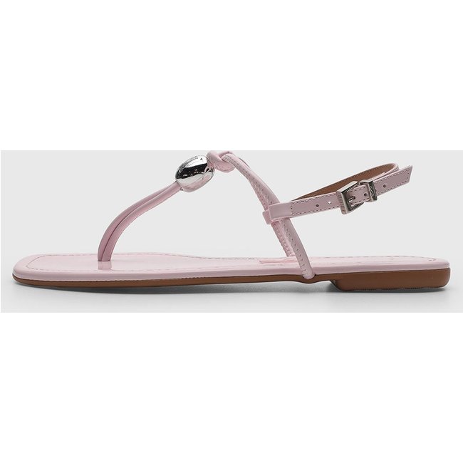 Rasteira Feminina Santa Lolla Detalhe Metálico Rosa Claro