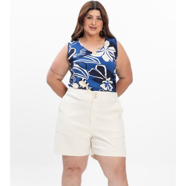 Bermuda Feminina Plus Size Secret Glam Bege
