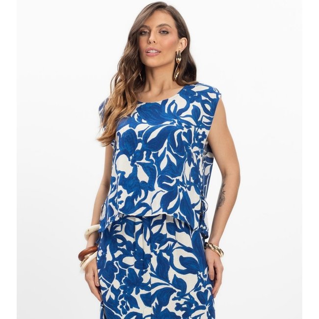 Regata em Linho Feminina Endless Azul