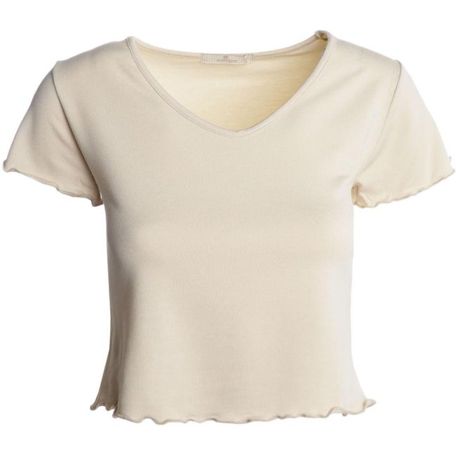 Blusa Cropped Manga Curta Feminina AREIA