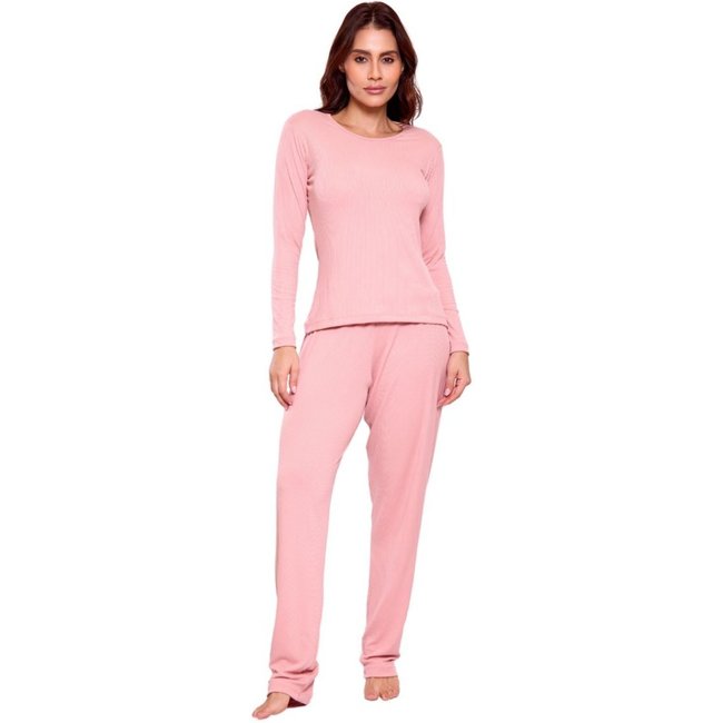 Conjunto de Pijama Frio Inverno ALgodão Liz Feminino Rosa