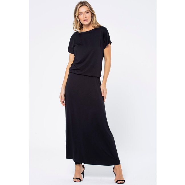 Vestido Longo Amazonia Vital Morcego Malha Preto