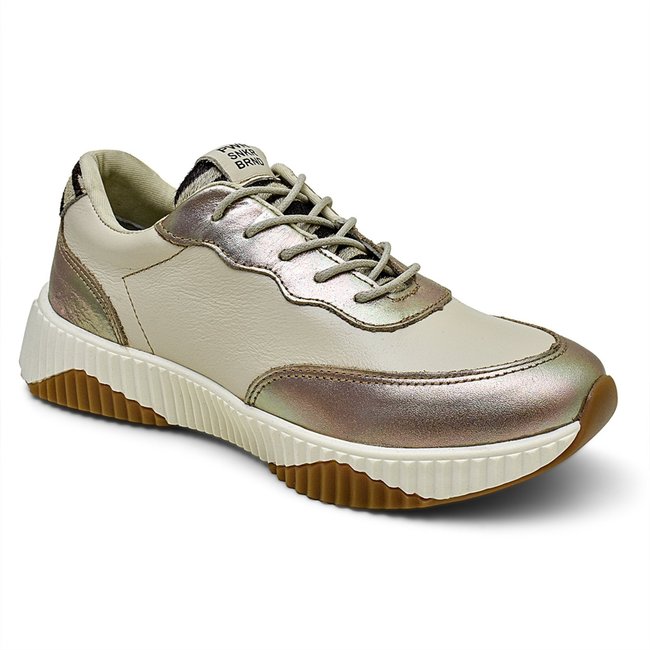 Tenis Feminino Ipê Mulato Couro Moda Blogueira Elegante cor Dourado
