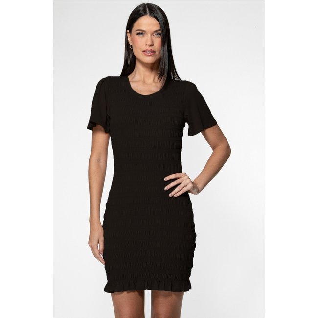 Vestido Guess Mini Lastex Franzido Preto
