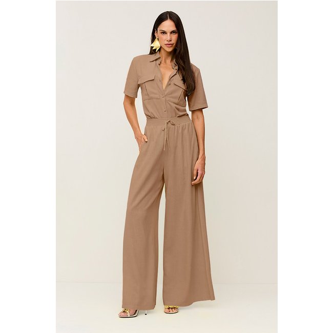 Conjunto Calça Pantalona E Camisa - 326130 E 326311 Bege Palha Charry