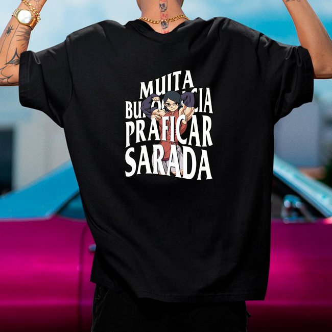 Camiseta Oversized Sarada Academia Preto