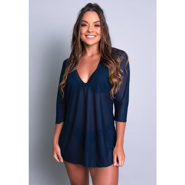 Saída De Praia MVB Modas Curta Moda Praia Azul