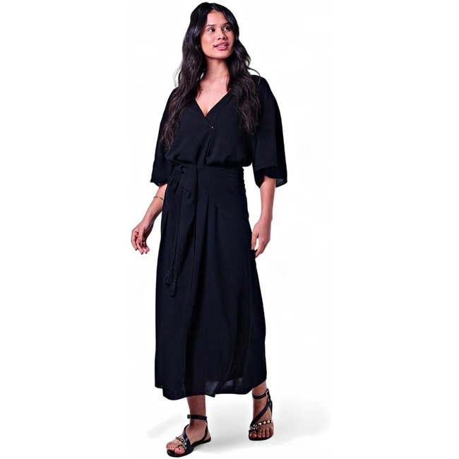 Vestido Feminino Comprido Viscose Preto Incolor