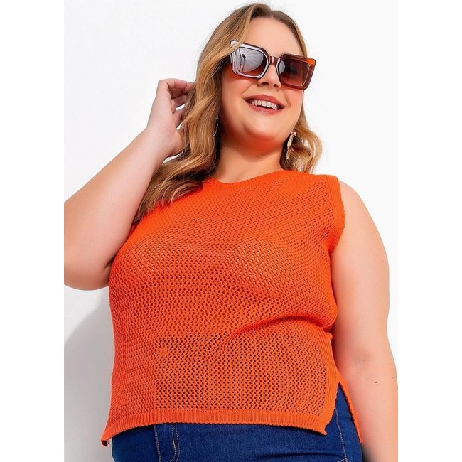 Blusa Em Tricô Laranja Marguerite