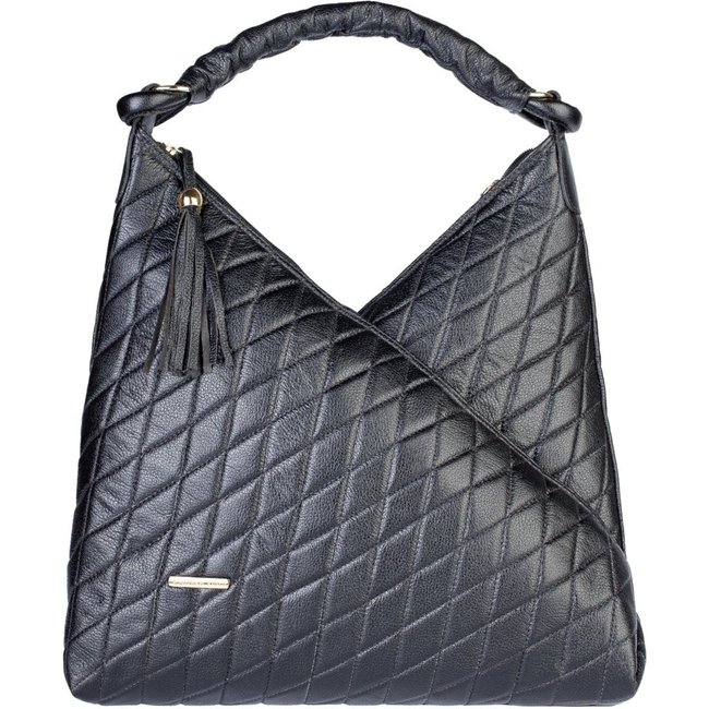 Bolsa de ombro em couro matelassê Carmen - Preto