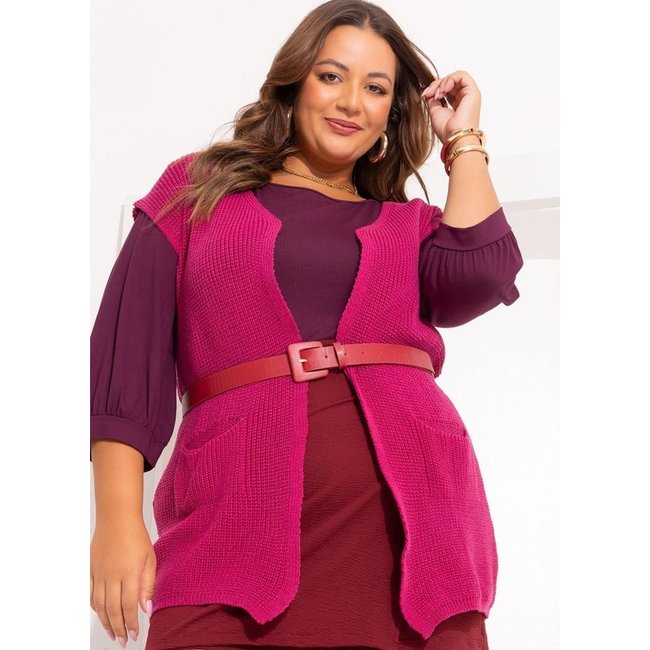 Maxi Colete Em Tricô Magenta Marguerite