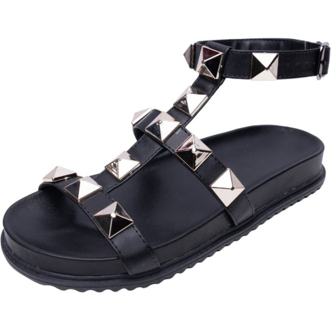 Papete Rasteira Sandalia Preto Piramide Kuento Shoes