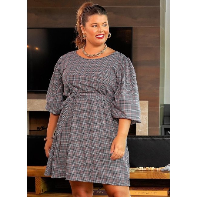 Vestido Em Malha Xadrez Pied De Poule Marguerite