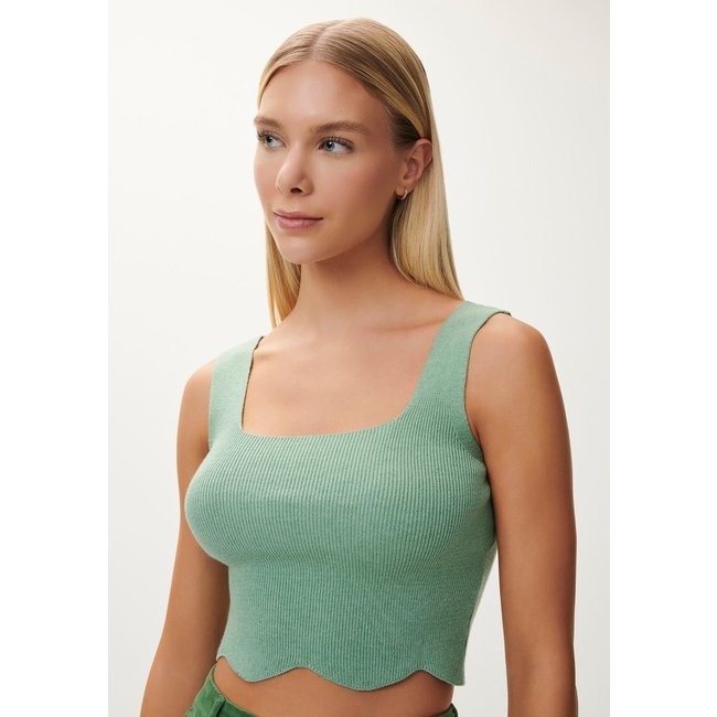 Blusa Lez a Lez Cropped em Tricô com Decote Quadrado
