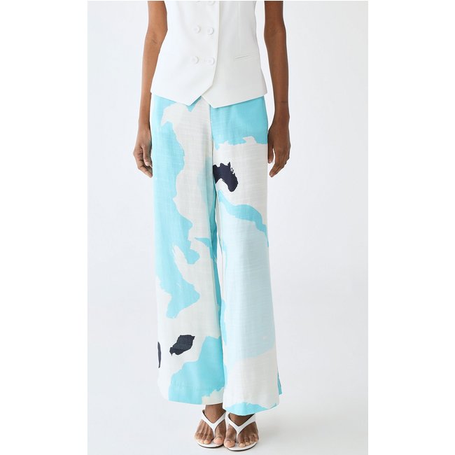 Calça Lança Perfume Wide Leg Estampada Branca