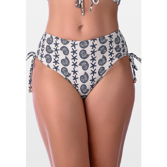 Calcinha Summer Soul Cintura Baixa Com Amarração Estampado Bege