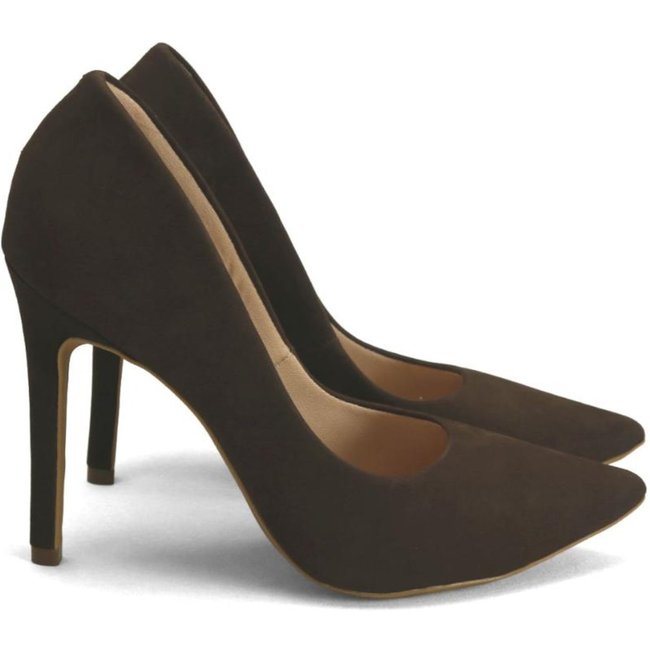 Scarpin Social em Nobuck e Couro Bico Fino Ana Mello Incolor